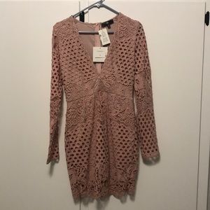 Blush pink lace dress